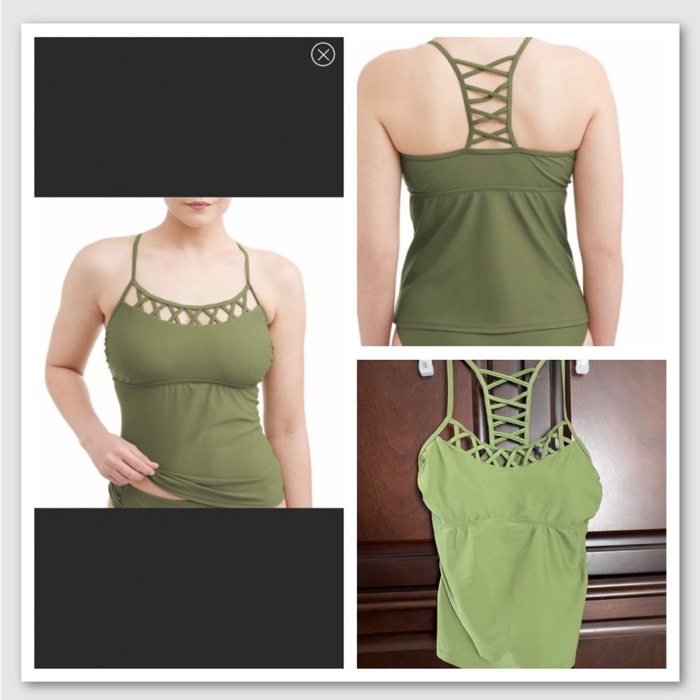 Time and Tru Solid Basket Weave Tankini Top size S